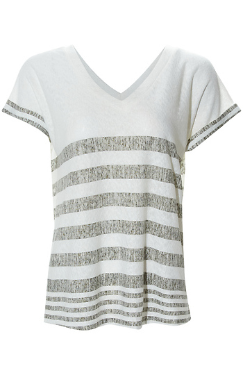 Double V-Neck Stripe Tee Slide 1