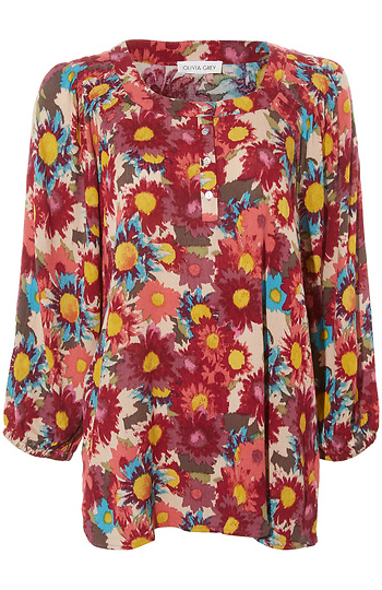Floral 3/4 Sleeve Raglan Top Slide 1