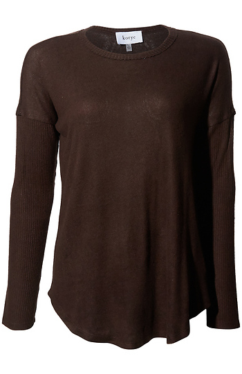 Long Sleeve Ribbed Contrast Top Slide 1