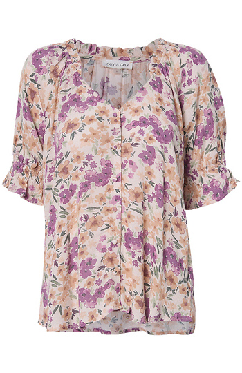 Printed V-Neck Top Slide 1