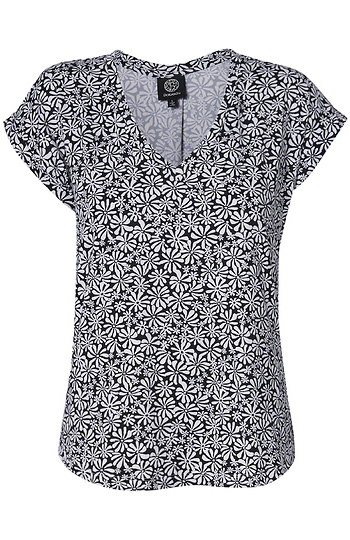 Printed V Neck Tee Slide 1