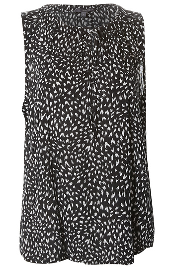 Printed Split Neck Sleeveless Top Slide 1