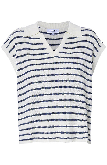 Striped V-Neck Top Slide 1