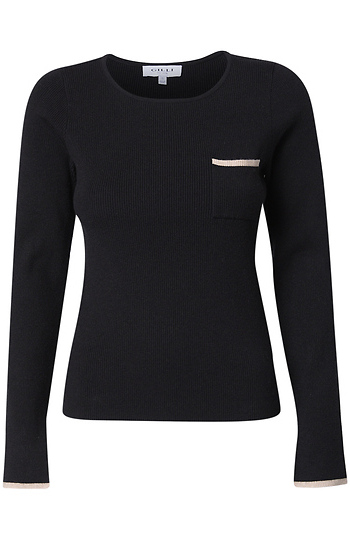 Long Sleeve Ribbed Slit Top Slide 1
