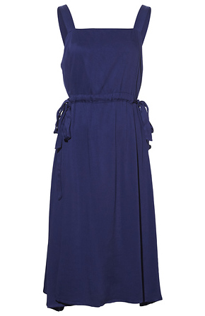 Square Neck Midi Dress in Navy | DAILYLOOK
