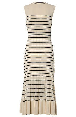 black and beige striped dress Striped Mock Neck Long Sleeve Mini Dress White / XL main image 0