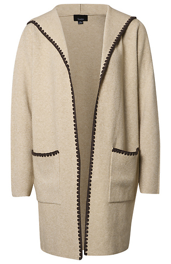 Whipstitch Detail Hooded Coatigan Slide 1