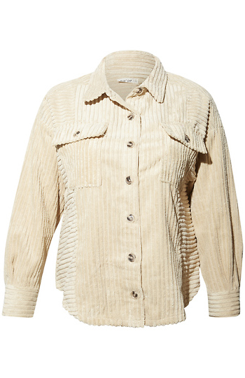 Corduroy Button Front Shacket Slide 1
