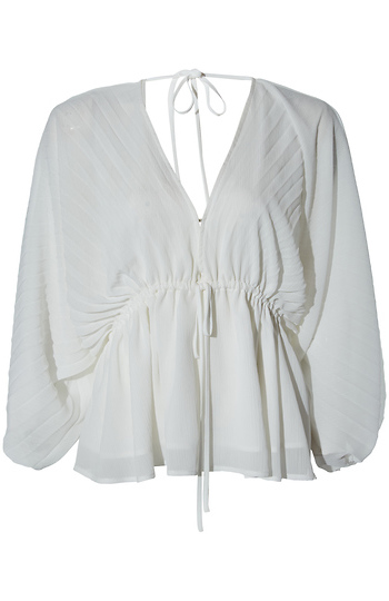 Pleated Long Sleeve Blouse Slide 1