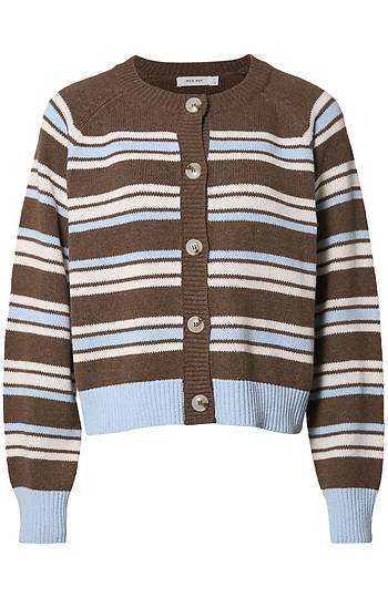 Striped Button Front Cardigan Slide 1