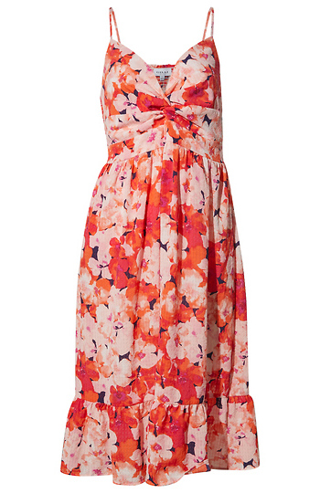 Twist Front Floral Midi Dress Slide 1