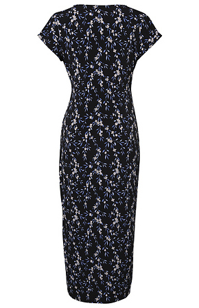 knee length dresses for ladies Covey Floral Tiered Midi Dress w/ Short Sleeves