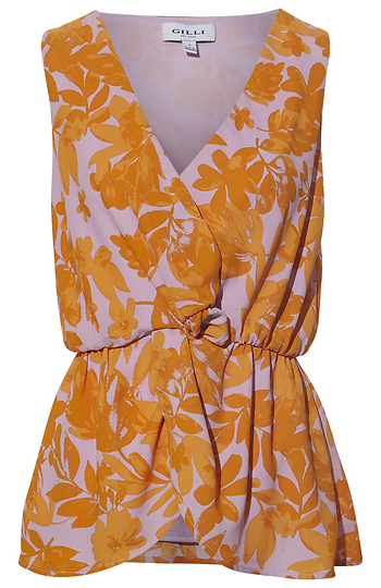Sleeveless Surplice Floral Top Slide 1