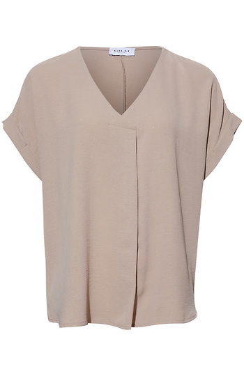 Roll-Up Short Sleeve V-Neck Top Slide 1
