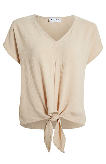 V Neck Tie Front Top Slide 1