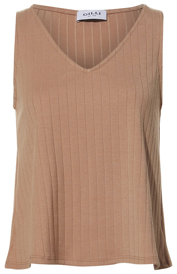 Ribbed V-Neck Top Slide 1