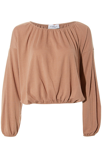 Long Sleeve Bubble Hem Top Slide 1