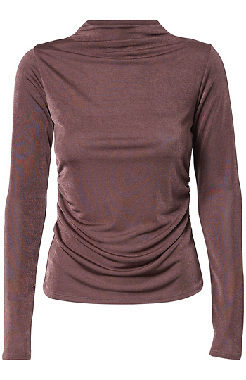 Mock Neck Side Shirring Top Slide 1