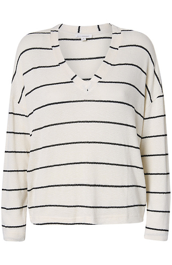 Striped V-Neck Top Slide 1