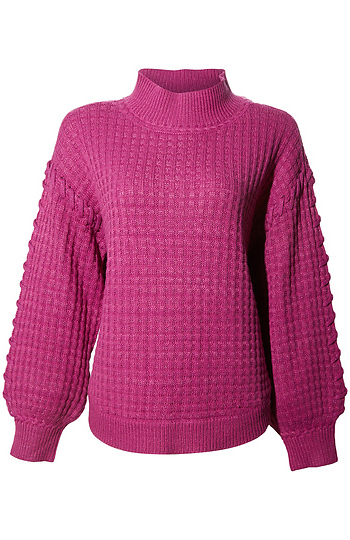 Democracy Mock Neck Whip Stitch Detail Sweater Slide 1