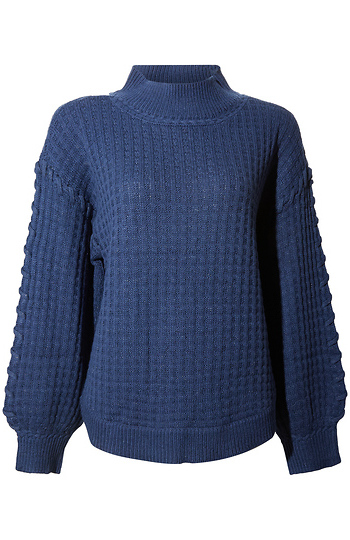 Democracy Mock Neck Whip Stitch Detail Sweater Slide 1