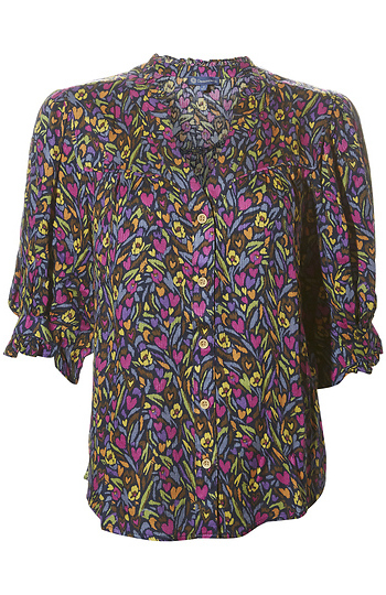 Democracy Split Neck Printed Top Slide 1