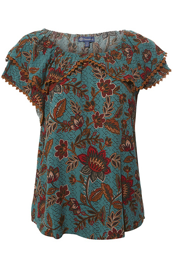 Democracy Floral Flutter Sleeve Top Slide 1