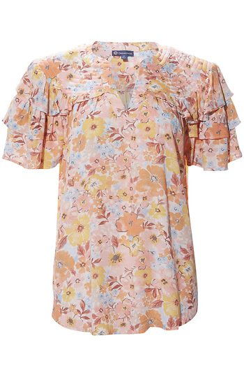 Democracy Flutter Sleeve Floral Top Slide 1