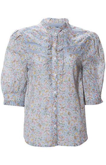 Democracy Puff Sleeve Ruffle Front Top Slide 1