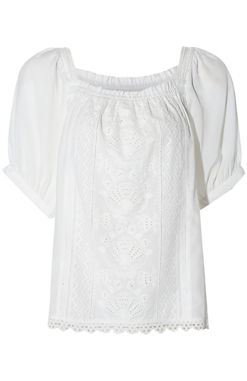 Democracy Puff Sleeve Lace Top Slide 1