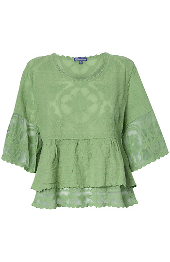 Democracy Peplum 3/4 Bell Sleeve Top Slide 1