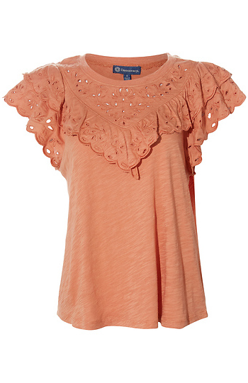 Democracy Double Ruffle Scoop Neck Top Slide 1