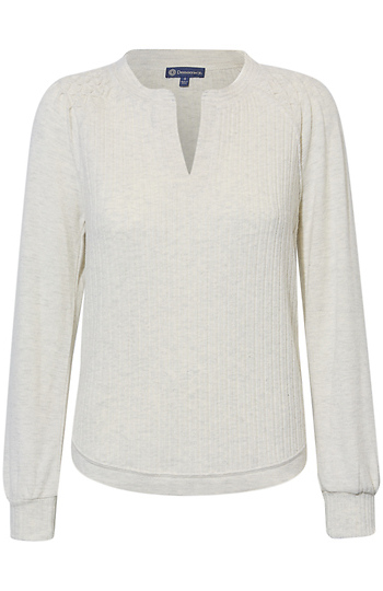 Democracy Long Blouson Smocked Sleeve Knit Top Slide 1