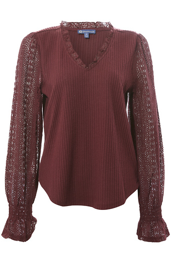Democracy Lace Long Sleeve Top Slide 1