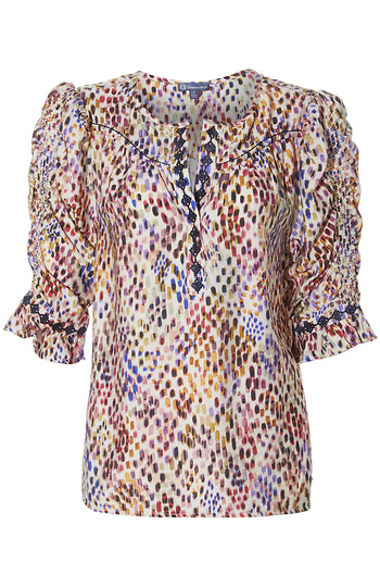 Democracy Split Neck Printed Top Slide 1