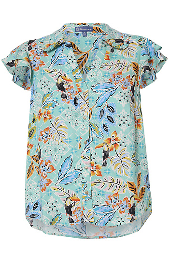 Democracy Button Down Printed Top Slide 1