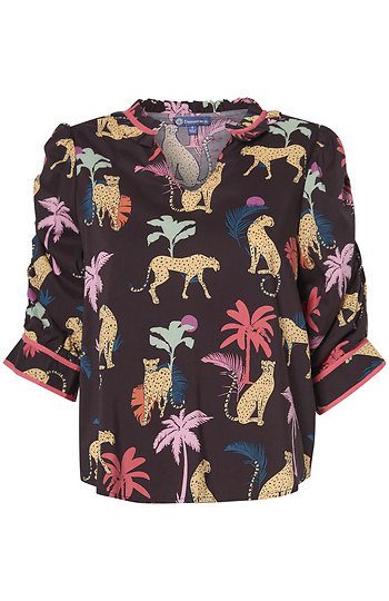 Democracy Split Neck Printed Top Slide 1