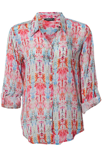 Multicolored Abstract Button-up Top Slide 1