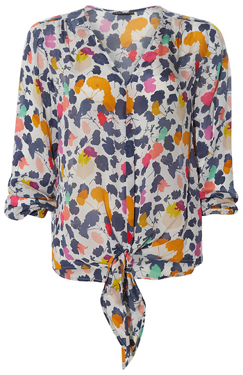 V-Neck Tie Front Top Slide 1