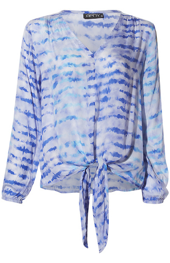 V-Neck Tie Front Top Slide 1