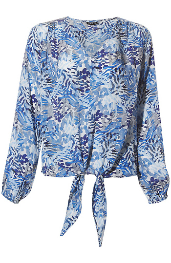 V-Neck Tie Front Top Slide 1