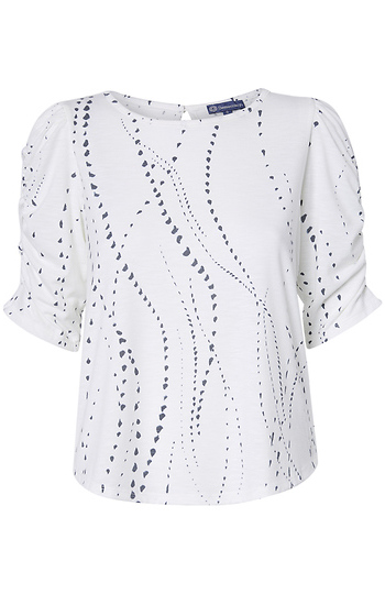 Democracy Ruched Sleeve Printed Top Slide 1