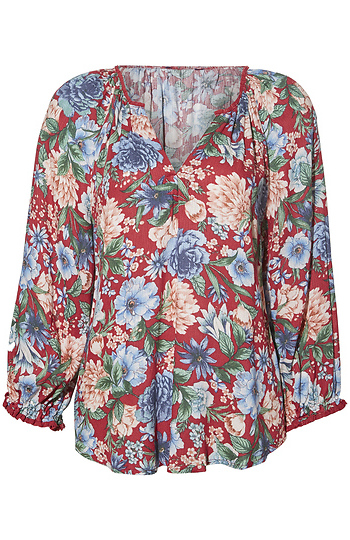 Democracy Floral 3/4 Sleeve Top Slide 1