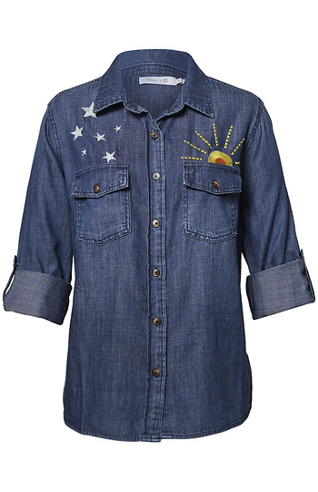 Sunshine Embroidered Button Up Slide 1