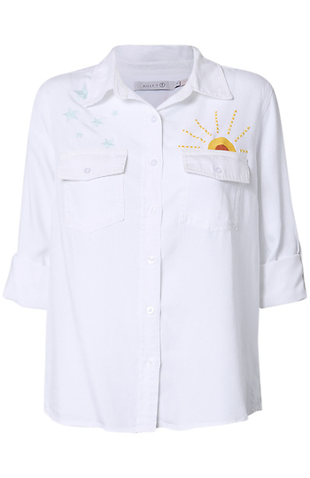 Sunshine Embroidered Button Up Slide 1