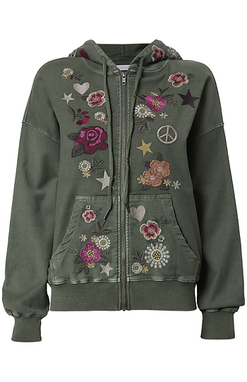 Floral Embroidered Hoodie Slide 1