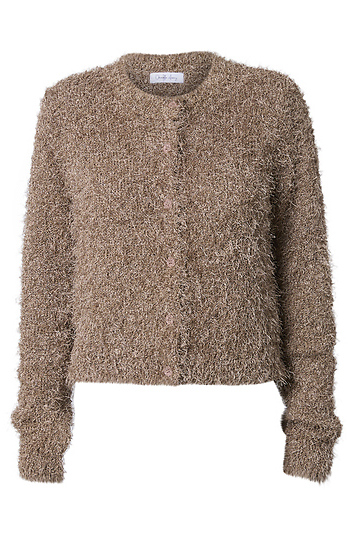 Fuzzy Button Front Cardigan Slide 1