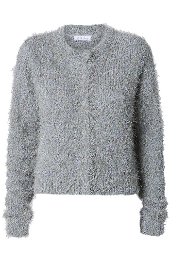 Fuzzy Button Front Cardigan Slide 1