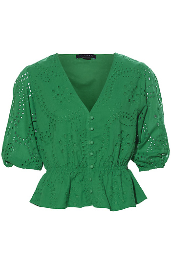 Sanctuary Eyelet Button Front Top Slide 1