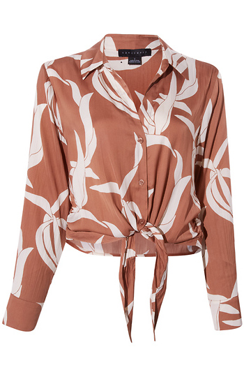 Sanctuary Botanical Print Front Tie Shirt Slide 1